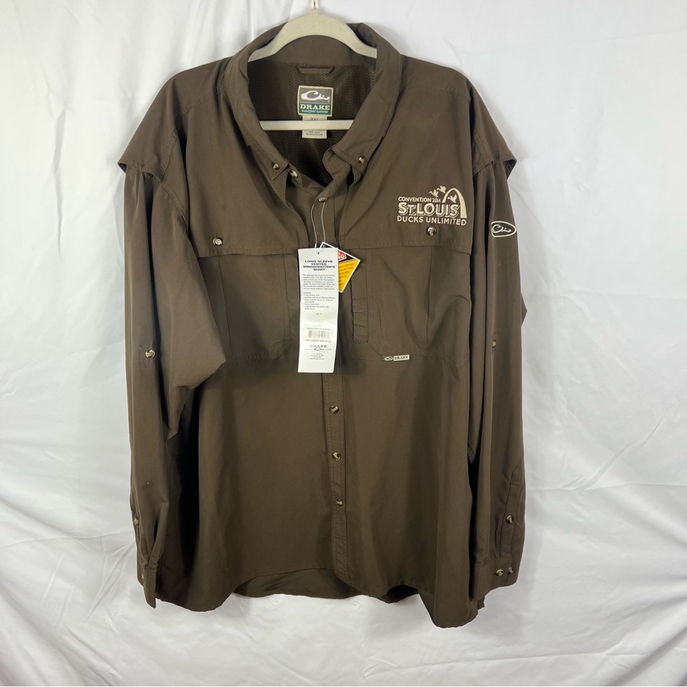 Drake Ducks Unlimited Brown Button-Up Shirt